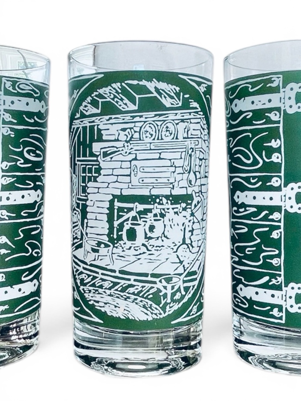 Colonial Homestead highball glasses,5 piece set,wrap around hearth design, 12 oz - Picture 8 of 8